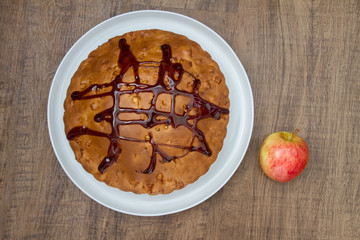 Homemade pie on rustic background