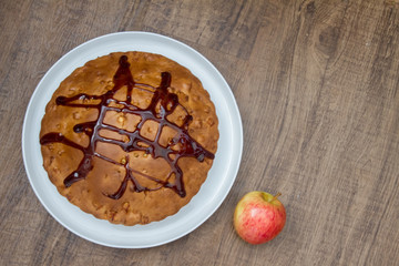 Homemade pie on rustic background