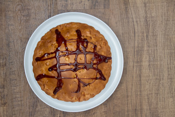 Homemade pie on rustic background
