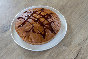 Homemade pie on rustic background