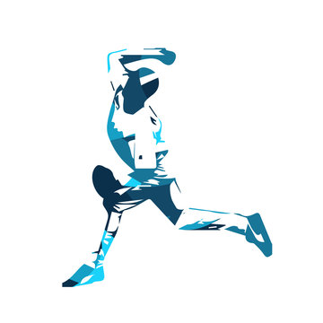 Baseball player, blue vector illustration