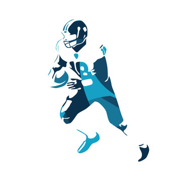 American football player, blue vector illustration