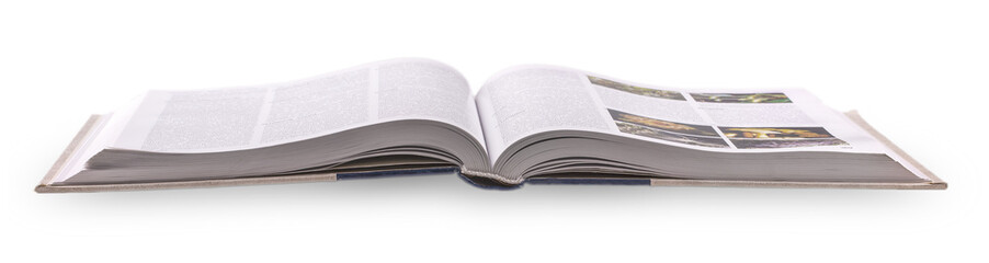 large open book on a white