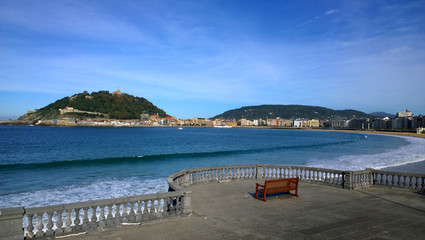 View of La Concha beach in San Sebastian, Spain