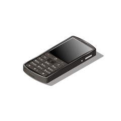 Isometric mobile phone isolated on white background.