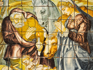 Birth of Jesus, Portuguese tile, Lisbon