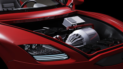 Fototapeta premium Elektromotor im Motorraum eines PKW