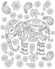 Naklejka premium Hand drawn zentangle elephant1