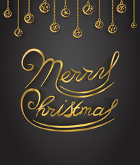 Obraz premium Merry Christmas gold glitter lettering