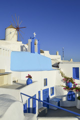 Windmill with blue sky in the Greek island of Santorini II