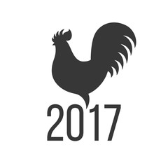 Chinese zodiac Rooster for 2017 year, silhouette