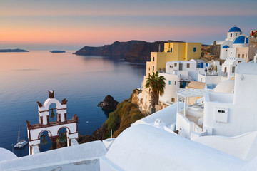 View of Oia village on Santorini island in Greece.