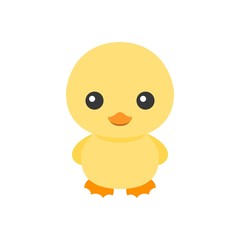 Cute little yellow duck icon cartoon, character of duck for children illustration book, flat design vector