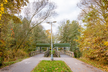Two small bridges over the river.