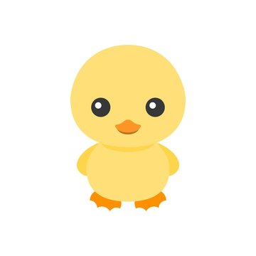 Cute little yellow duck icon cartoon, character of duck for children illustration book, flat design vector