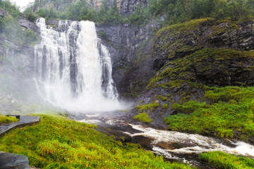 Skjervsfossen waterfall in Hordaland, Norway