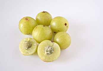 Organic Indian gooseberry on a white background