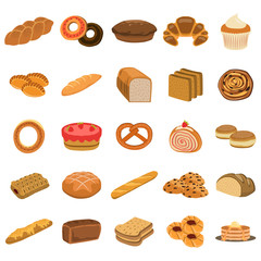 bakery products flat icon set - 126748451