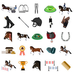 equestrian sport flat icons set