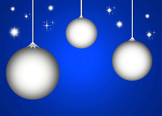 Navidad, bolas tridimensionales, adornos, fondo azul luminoso