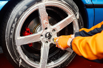 Fototapeta premium Detailed vehicle cleaning to washing
