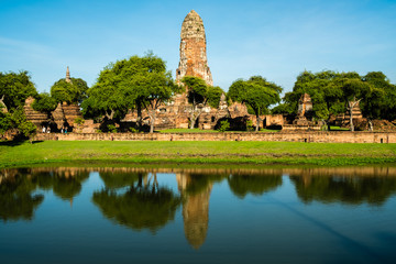 Fototapeta na wymiar Wat Phra Ram, reflection on water, Ayutthaya, Thailand