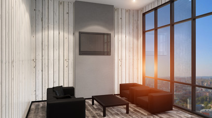 cozy corner in a residential home. Interior living room. 3d rend