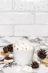 Chocolate pudding with marshmallows and candy souffle