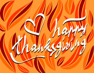 thanksgiving day script hand lettering text 