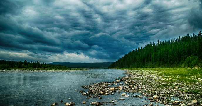 Crossing the river Kozhim