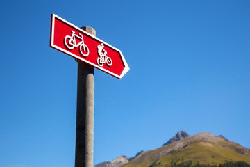 Directional sign on a cycle route in Switzerland