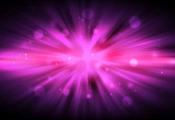 Pink glitter sparkle defocused radial rays lights bokeh beautiful abstract background.