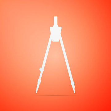 Compass flat icon on orange background. Vector Illustration