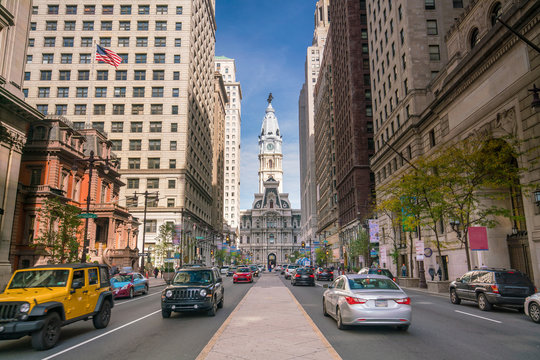 Street View Of Downtown Philadelphia