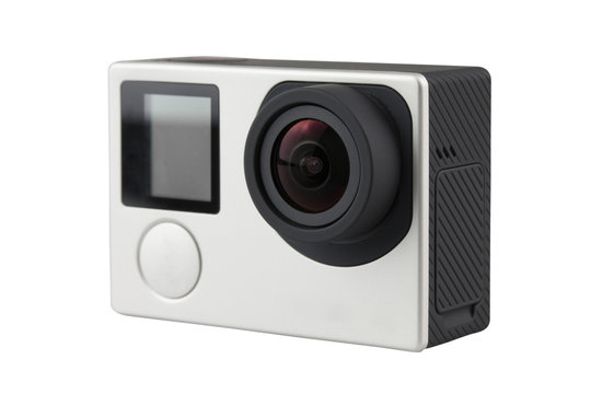 Action camera isolated on a white background.