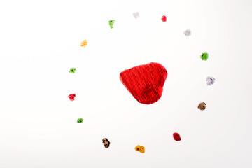 Colorful crumpled paper  form a circle with heart