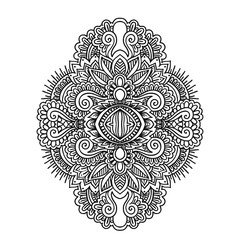 Vector ornamental Lotus flower, ethnic art, patterned Indian paisley. Hand drawn illustration in zentangle and doodle style. antistress coloring page for adult  children. 