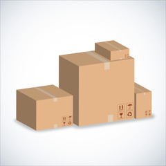 Fototapeta premium brown boxes recycle illustration on white.