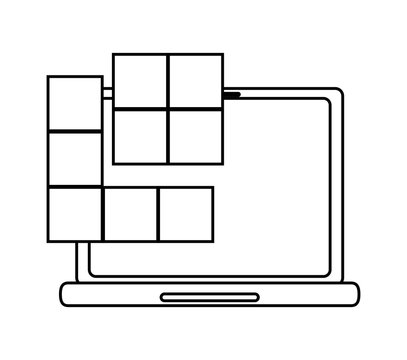 Laptop and tetrix videogame icon. Game play leisure gaming and controller theme. Isolated design. Vector illustration