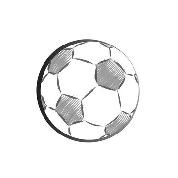 Football icon sketch. Soccer ball drawing in doodles style. Football hand-drawn sketches in monochrome. Sport vector.