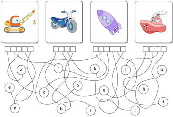 Educational puzzle game. Find the hidden words