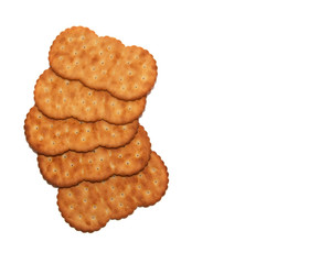 Biscuits or crackers on white background