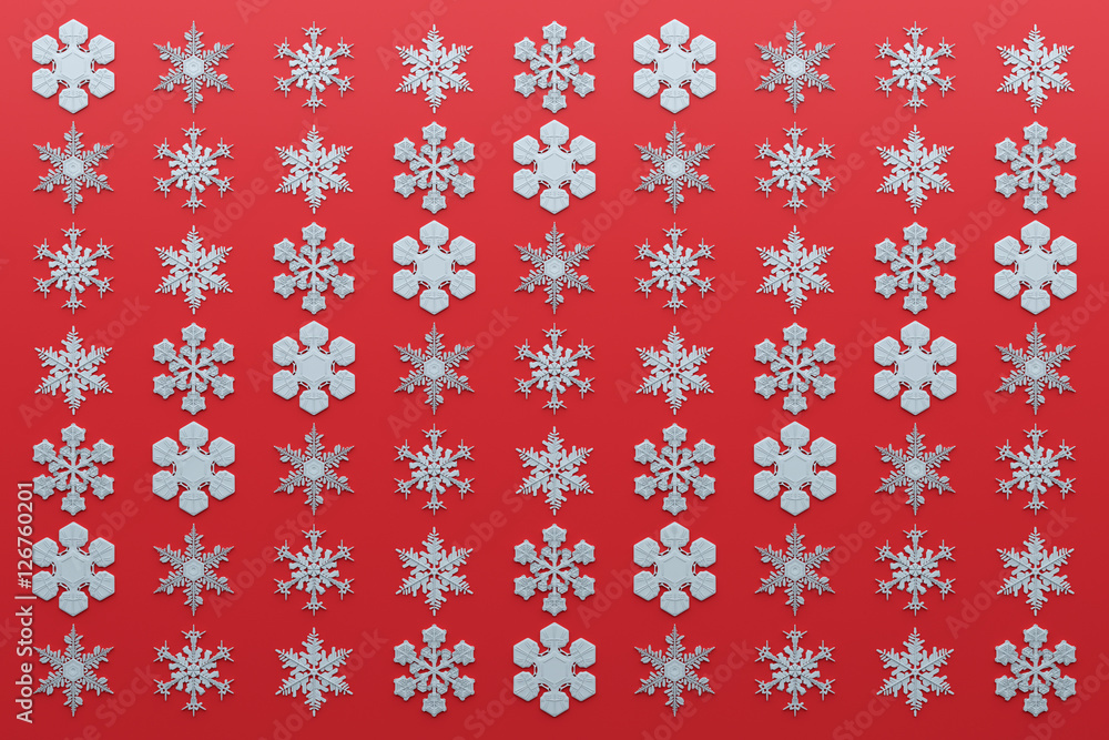 Poster 3d rendering abstract background with snowflakes. christmas or xmas background illustation. winter h