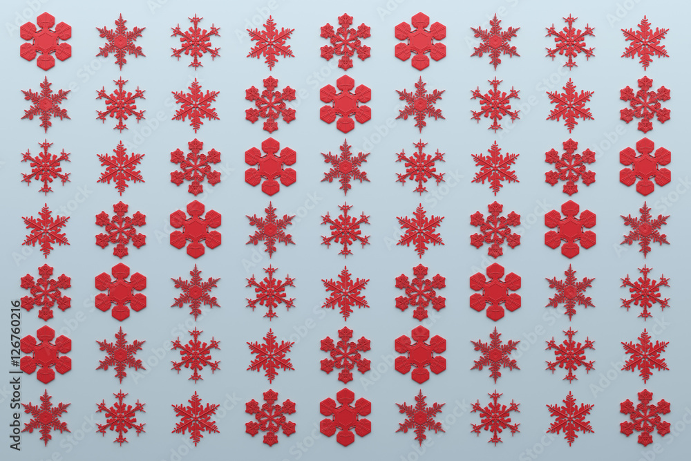Poster 3d rendering abstract background with snowflakes. christmas or xmas background illustation. winter h
