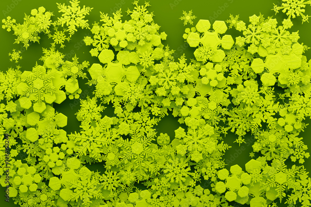 Poster 3d rendering abstract background with snowflakes. christmas or xmas background illustation. winter h