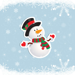 Happy New Year and Merry Christmas. Snowman sticker.