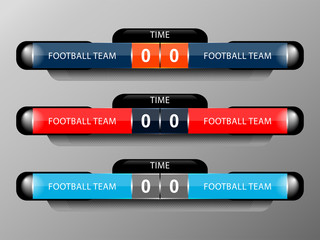 scoreboard elements design for football and soccer, vector illustration
