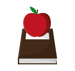 Book and apple icon. School education learning and knowledge theme. Isolated design. Vector illustration