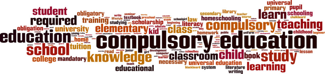 Compulsory education word cloud concept. Vector illustration