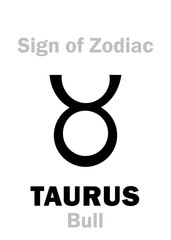 Astrology Alphabet: Sign of Zodiac TAURUS (The Bull). Hieroglyphics character sign (single symbol).